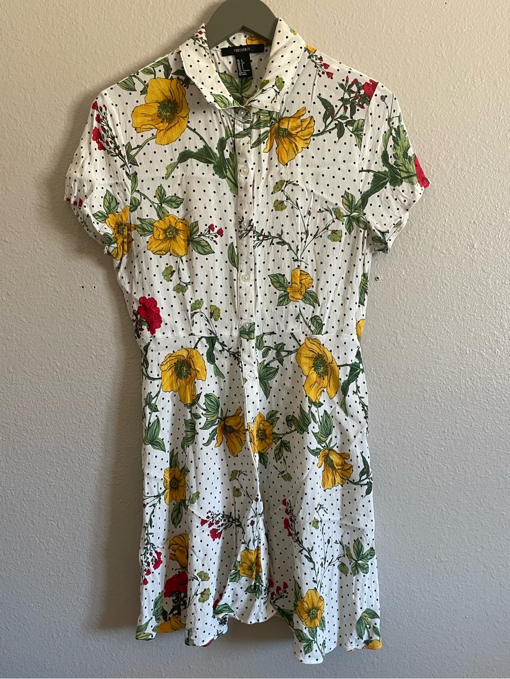 Floral Button Up Short Sleeve Dress